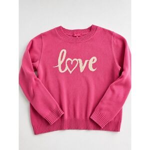 Zunie Girl Pink Love Heart Graphic Knit Sweater Kids Large 10/12 NT7429S5Z